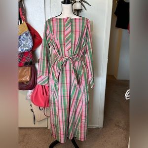 J. Crew pink and green shirtdress